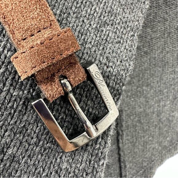 SALE!!! Bluemarine Grey Woll Cardigan Sweater with Leather Details Size L - Picture 6 of 9